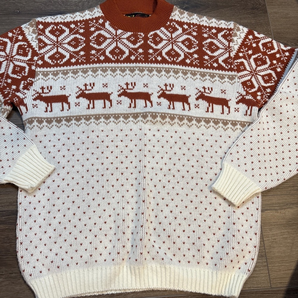 Vintage Jersild Reindeer  Sweater Large Christmas Holiday Reindeer Fair Isle